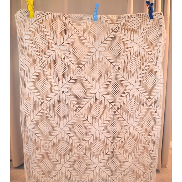 Vintage Tablecloth Buff Crochet - Picture 1 of 6